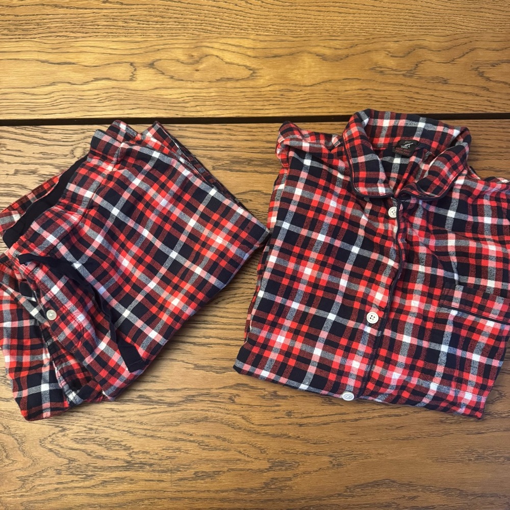 J. Crew Flannel long sleeve and pant Red and Black Checkered Pajama Set